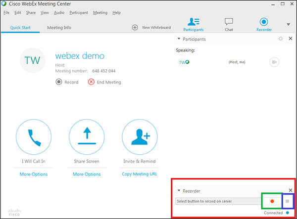 Record WebEx Meeting with Built-in Recorder