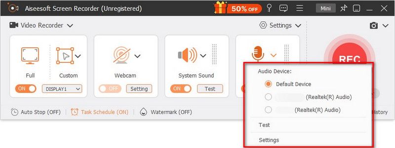 Select Recording Region