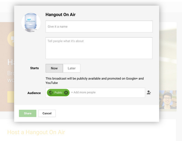 Set Hangout On Air