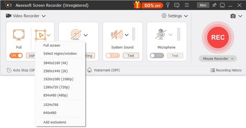 Select Recording Region