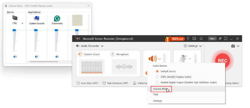 Audio Recorder Microphone Audio Options