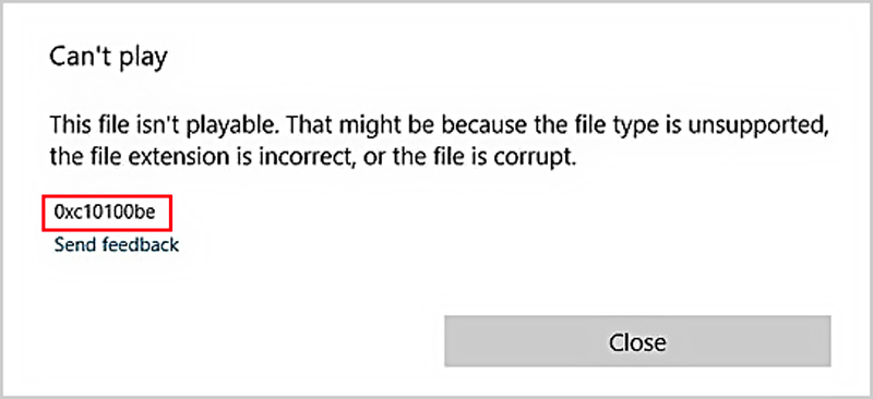 Error Code 0xc10100be Can’t Play