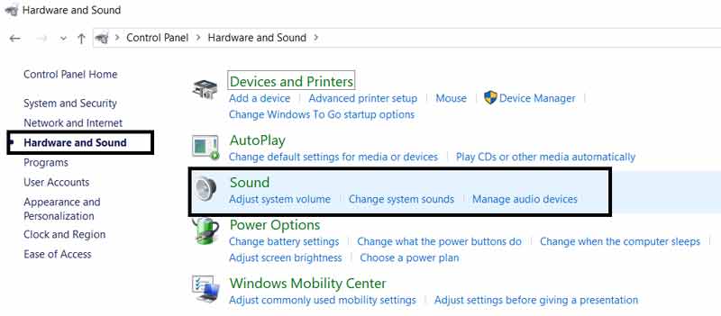 Correct Sound Settings