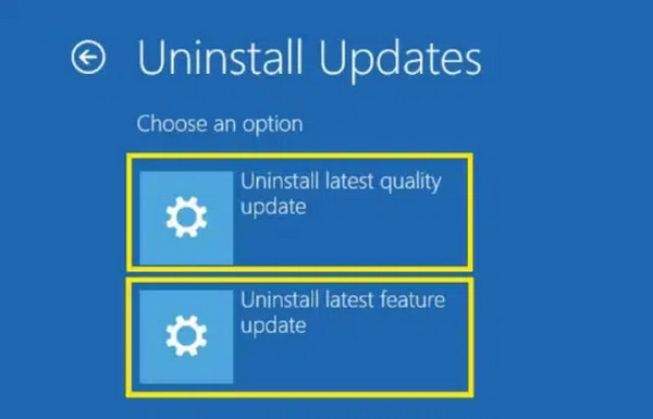 Uninstall The Updates Options