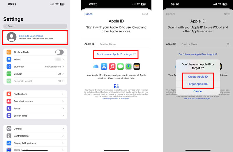 Create Sign in Apple ID on iPhone