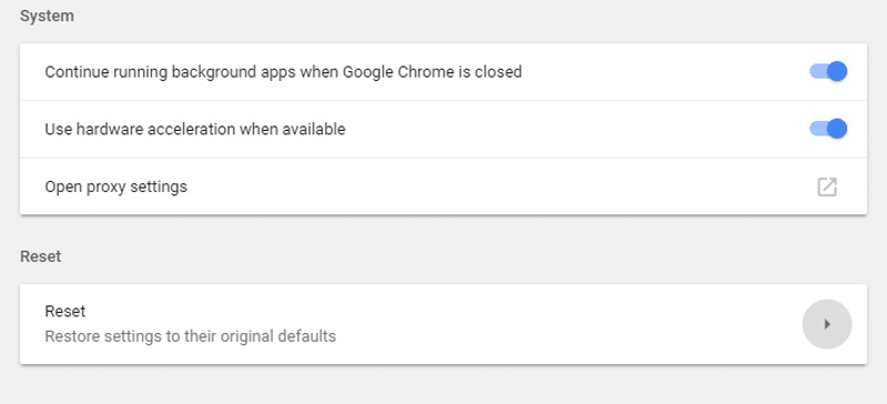 Reset Chrome Settings