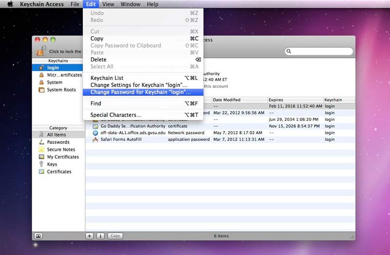 CChnage keychain Password Mac