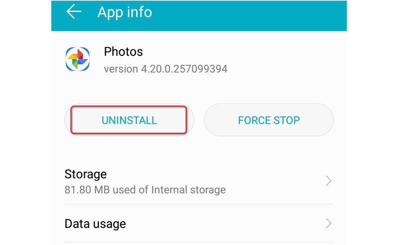 Uninstall Google Photos Updates