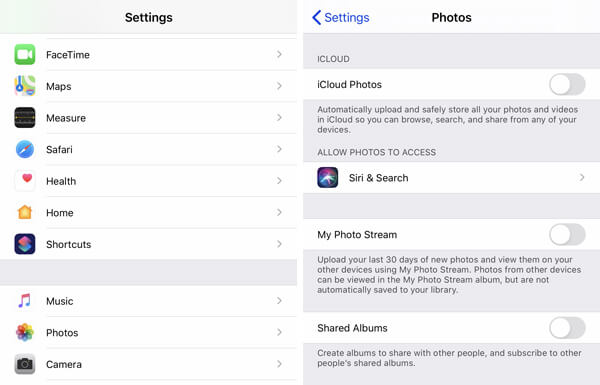 Disable iCloud Photos