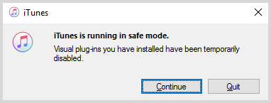 iTunes safe mode