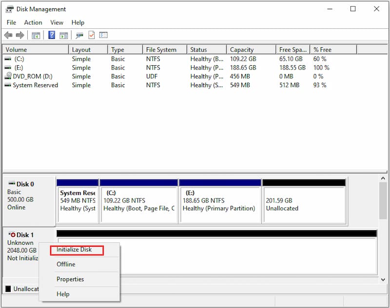 Initialize Unknown Disk