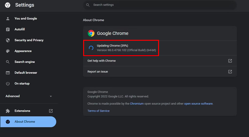 Update Chrome Browser