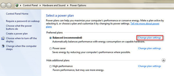 Change plan settings