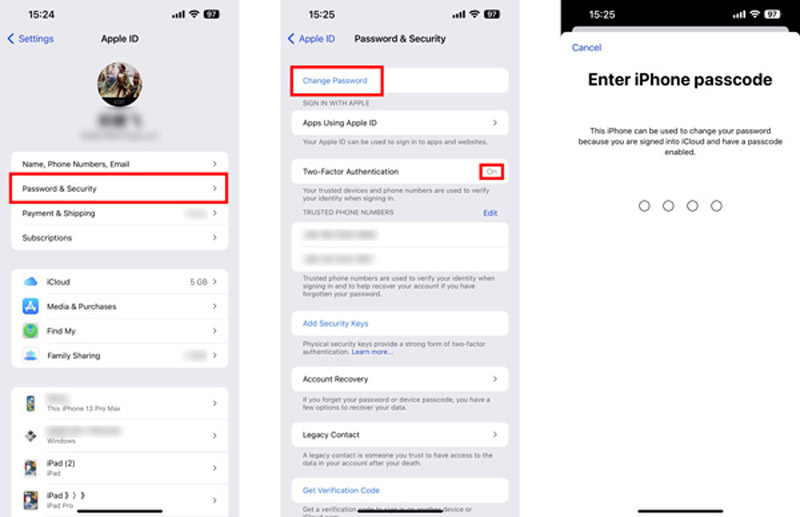 Change Apple ID Password on iPhone