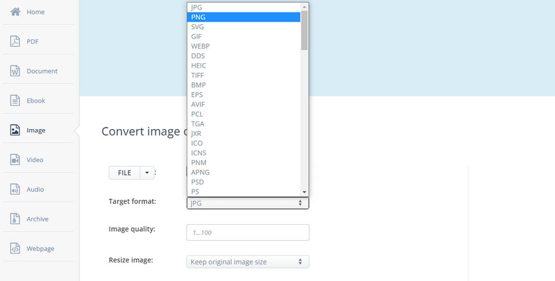 Choose Image Format