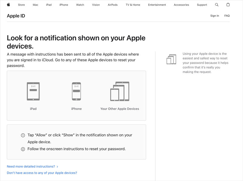 Apple Notification Reset Apple ID Password