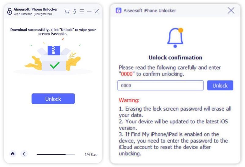 Aiseesoft iPhone Unlocker Unlock Enter