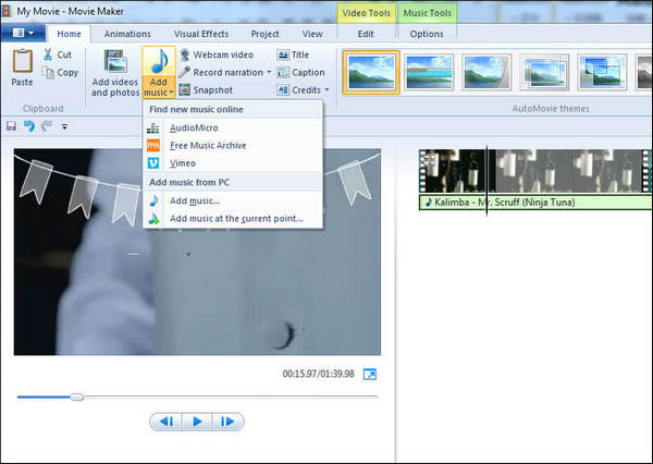 Add Music to Movie Maker