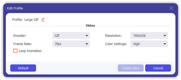 GIF Profile Settings