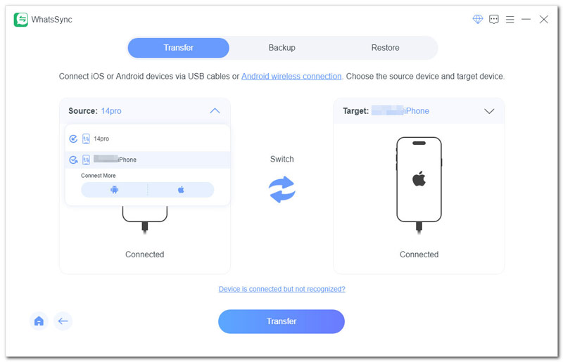 Choose Target Source Device