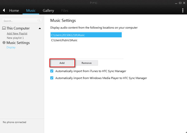 Add Music with HTC Sync Manager