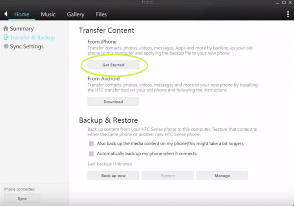 Transfer Data via HTC Sync Manager